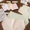 Calcinhas Femininas Tianmei Feitas de Algodão de Fibra Longa de Xinjiang, Forro 100% Algodão Antibacteriano 7A, Renda Ondulada, Cintura Média, Calcinhas Femininas Lisas