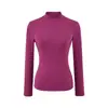 Camiseta Base Térmica de Manga Larga, Cuello Alto, Corte Ajustado, Forro de Felpa, Estilo Puramente Sexy, Top Elástico Ajustado, Para Usar en Capas con una Camiseta de Color Sólido