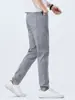 Roupas Masculinas Fengshe / Moda Primavera e Outono 2026 Cinza Claro Elegante para Negócios Calças Jeans Longas Masculinas Lyocell Slim de Corte Reto