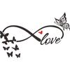 Novo FX-B326 Personalidade de laço LOVE Borboleta LOVE Decoração de parede de quarto casa casa adesivos de parede autoadesivos