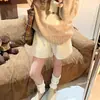 Pantalones Cortos de Lana de Cordero Off-White para Mujer, Nuevo Estilo Otoño e Invierno, Estilo Puro Deseo, Estilo Casual Coreano, Pantalones Versátiles de Pierna Ancha de Cintura Alta