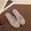 Zapatos de cristal bestseller transfronterizos, pantuflas transparentes huecas para mujer, sandalias Mary Jane cómodas y versátiles con hebilla metálica, zapatos de gelatina