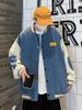 Chaqueta de Traje de Béisbol de Pana en Contraste para Hombre Otoño e Invierno Moda de Marca Holgada Retro a la Moda Casual Combinable Top