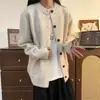 Suéter cárdigan de punto en capas gris oscuro estilo old money para hombres y mujeres, chaqueta de punto casual de otoño cleanfit