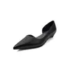 Sapatos de Couro Bovino de Primeira Camada com Boca Rasa para Mulheres, Sapatos de Salto Baixo, Novo Estilo Primavera, Couro Genuíno por Dentro e por Fora, Bico Fino, Cor Sólida, Sapatos de Salto Baixo para o Trabalho