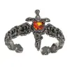 Anillo Cruz Cuadrada para Mujer Plata de Ley S925 Estilo Punk Oscuro Personalizado Corazón Diamante Rojo Anillo para Dedo Índice Anillo Abierto
