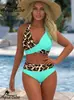 Comércio Exterior Transfronteiriço 2026 Biquíni Amazon Sexy Maiô Feminino Duas Peças Estampa de Leopardo Cintura Alta Color Blocking Moda Praia Europeia e Americana
