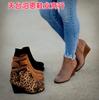 Moda Europea y Americana 2025 Punta Redonda Cremallera Lateral Nuevas Botas de Cuero para Mujer Exportación Transfronteriza Stock en Mano Talla Grande Botines de Cuña