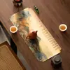 Alfombrilla Rectangular para Té Seco de Seda Imitación Xiangyun, Nuevo Estilo Chino de Gama Alta Inspirada en Zen, Mantel/Paño de Té Retro Aislante de Calor de Doble Cara
