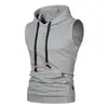Sudadera con capucha de jacquard sin mangas de color liso, sudadera con capucha tejida, chaleco pullover para hombre