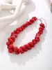 Colar Europeu e Americano Transfronteiriço Quente Estilo Boêmio Dupla Camada Empilhado Resina Coral Vermelho Moda Feminina Personalizado Planta