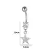 Piercing de Umbigo Henson em Aço Inoxidável com Zircônia Inlaid de Cobre, com Pingente de Borboleta e Franja, Piercing de Umbigo Estilo Europeu e Americano Transfronteiriço