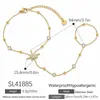 Pulseira de Aço Titânio Yuhui Transfronteiriça Cheia de Floco de Neve Cravejado com Diamante Estrela de Oito Pontas com Cobertura de Dedo Corrente para Costas da Mão Pulseira de Aço Inoxidável Banhada a Ouro Real