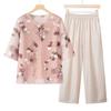 Traje de Camiseta de Manga Corta de Verano para Madres de Edad Media y Mayores, Conjunto de Dos Piezas para Mujer, Nuevo Estilo Chino para Abuela