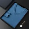 Suéter de Cachemira para Hombre, Suéter Blanco de Cachemira Otoño e Invierno, Suéter Cálido de Cuello en V, Cuello Corazón Capa Base de Cachemira para Hombre