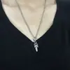 Joias da Moda Prata Tailandesa Pequena Espada de Diamante Vintage Desgastada Colar Corrente de Suéter Pingente de Diamante Colorido Nicho Europeu e Americano