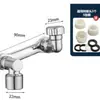 Extensor de Grifo Lavabo 1080 Multifuncional Universal Aireador Cabezal Antisalpicaduras Brazo Mecánico Giratorio Grifo
