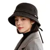 Sombrero de pescador estilo francés para mujer de invierno, versión coreana, sombrero tipo cubo versátil retro casual, elegante y que estiliza el rostro