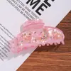 Nuevo Clip Pinza para Cabello de Placa de Ácido Acético Simple Elegante Disco Trasero Pinza para el Pelo Moda Letras de Diamante Pinza de Tiburón Joyería Mujeres