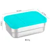 Contenedor de Almacenamiento de Alimentos de Acero Inoxidable 304 con Tapa de Silicona, Rectangular 720ml Lonchera, Sellado y a Prueba de Fugas, Portátil para Uso en Casa