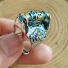 Anillo Giratorio con Cuenta Dzi de Mantra de Seis Caracteres Tendencia Nacional Masculina Pájaro Fénix Grande Anillo Personalizado para Pareja Anillo