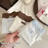 Calcinha de bolinhas, calça de algodão puro de quatro cantos, novo design de entrepernas antibacteriano, estampa de laço, roupa íntima feminina simples e versátil
