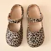Tamancos de Ballet Estampa de Leopardo para Mulheres, Verão em Eva Floral Fofo Slip-On de Praia para Exterior Antiderrapante Sapatos Mary Jane