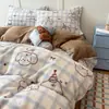 Juego de tres piezas de terciopelo de leche para dormitorio estudiantil, funda de edredón de forro polar de doble cara para otoño e invierno, juego de cuatro piezas cálido y engrosado de forro polar de coral