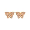 Brincos de Borboleta com Zircônia e Pino de Prata Galvanizado a Ouro Real, Requintados e Elegantes, Versáteis para o Dia a Dia, Brincos de Luxo Leve e de Alta Qualidade para Mulheres