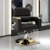 Silla giratoria con reposabrazos elevable de acero inoxidable para barbería, silla reclinable para estilismo y corte de cabello para salón de peluquería
