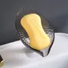 Sujetador de Jabón Creativo con Forma de Hoja para Baño Sin Taladro Doble Capa Caja de Jabón Estante para Baño Drenaje Jabonera de Lavandería Estante de Almacenamiento