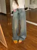 Pantalones Vaqueros de Primavera y Otoño para Mujer con Adornos de Pedrería, Diseño Holgado Recto de Pierna Ancha, Efecto Adelgazante, Pantalones Brillantes de Pedrería