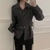 Actualización de talla: Chic Coreano 2026 Principios de Primavera y Otoño Nuevo Diseño Elegante Camisa Adelgazante con Cordones para Mujer