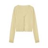 Atrapasueños Línea Básica para Niña Cardigan Calado con Botón de Diamante/Cuello en U Tejido de Lana Nicho Ajustado Adelgazante Top