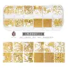 Accesorios para Uñas Tachuelas Metálicas Huecas Estilo Japonés Rhinestones de Colores con Base Plana Caja de Tiras Largas Set Mixto para Uñas Set Completo