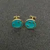 Brincos de Rosto Sorridente de Celebridade da Internet 2022 Nova Moda Banho de Ouro Cobre Pingos de Óleo Estilo Frio Elegante Pequenos Brincos Stud Brincos Femininos