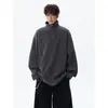 Moletom retro estilo americano com padrão de espiga de trigo, zíper parcial e gola alta, nova coleção de outono masculina, oversized, peça casual versátil, moderno