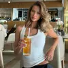 Moda feminina europeia e americana transfronteiriça, nova coleção de verão 2026: top regata feminino da moda, estiloso e sexy, com decote U, cor sólida, corte justo, costas nadador e cropped