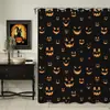 Cortina de chuveiro para banheiro, design de fantasma preto e branco com tema de Halloween, material de poliéster espesso, impressão digital
