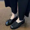 Versión de Cuero Suave~Bailarinas Retro Redondas con Lazo, Zapatos Planos Slip-On de Abuela, Zapatos Planos Mary Jane