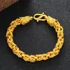 Popular Joyería Vietnamita de Oro Arena, Pulsera Dominante Retro con Patrón de Tela de Grifo para Hombres, Joyería de Latón Chapado en Oro de 24 Quilates para Mujeres