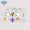 Huagang Gem Agujero Doble Redondo Chapado Color AB Circonita Piedra Desnuda Venta al por Mayor Color AB Chapado Piedra Blanca Piedra con Agujero Artificial