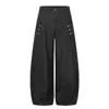 Jeans retro americano de tamanho plus, com botões duplos e perna curva, streetwear unissex, modelagem solta, fluido, perna larga, calça longa