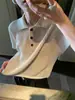 Top de Malha Oco de Manga Curta Estilo Old Money de Verão com Gola Polo para Mulheres Top Pequeno de Seda Gelada com Lapela de Temperamento de Alta Qualidade