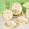 Prato Fundo Cor Creme Estilo Francês de Palha, Prato Estilo Ocidental, Prato para Massa, Prato para Salada de Frutas, Prato Doméstico, Prato de Alto Valor