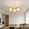 Lámpara de Techo Semi-empotrada de Tres Cabezales de Arte en Madera Nórdica, Luz Simple Moderna para Pasillo y Vestíbulo, Iluminación de Estilo Industrial de Madera para Dormitorio y Comedor
