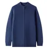 Casaco Solto de Tamanho Grande Gola Alta Zíper Camisa Básica Outono e Inverno Estilo Suéter Suéter de Cashmere Tricotado Masculino Cashmere Solto Azul