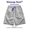 Pantalones cortos de trabajo de marca de moda de verano Wassup para hombre, nuevos pantalones casuales deportivos rectos y sueltos de secado rápido de seda de hielo que combinan con todo.