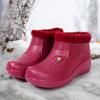 Botas de Lluvia Cálidas de Terciopelo Engrosado para Invierno, Botas de Lluvia Impermeables de Caña Alta Antideslizantes para Hombre, Zapatos de Algodón para Mujer