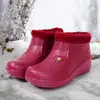Botas de Chuva Grossas Quentes para Exterior de Cano Alto Masculinas para Lavagem de Carro Proteção do Trabalho Antiderrapante Impermeáveis de Cano Médio-Alto com Algodão